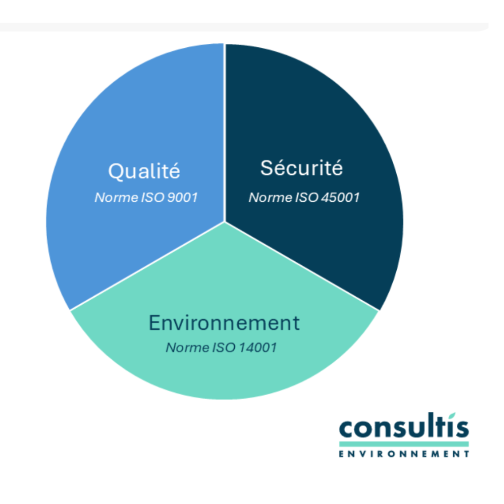 Schéma qse entreprise représentant les trois aspects du système de management intégré